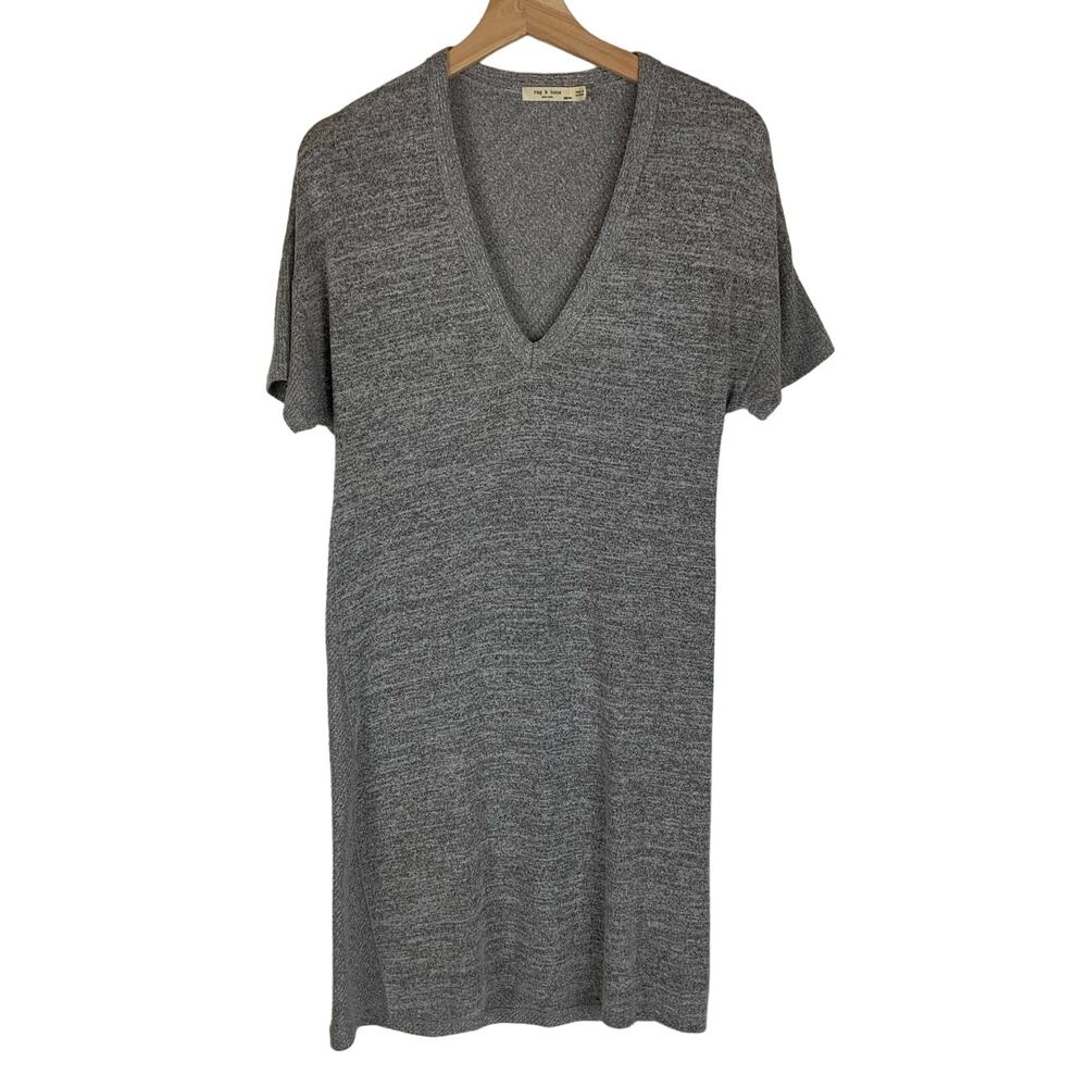 rag & bone Rosalind Short Sleeve Knit T-Shirt Dress Heather Gray Women's XS
